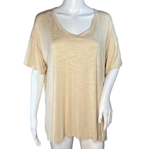 Old Navy Shirt Women Medium Beige Tunic‎ Luxe Breathable Casual Athleisure - Picture 1 of 8